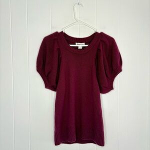Tsesay 100% Cashmere Puff Sleeve Sweater Short Sleeve Size Small Fall Magenta